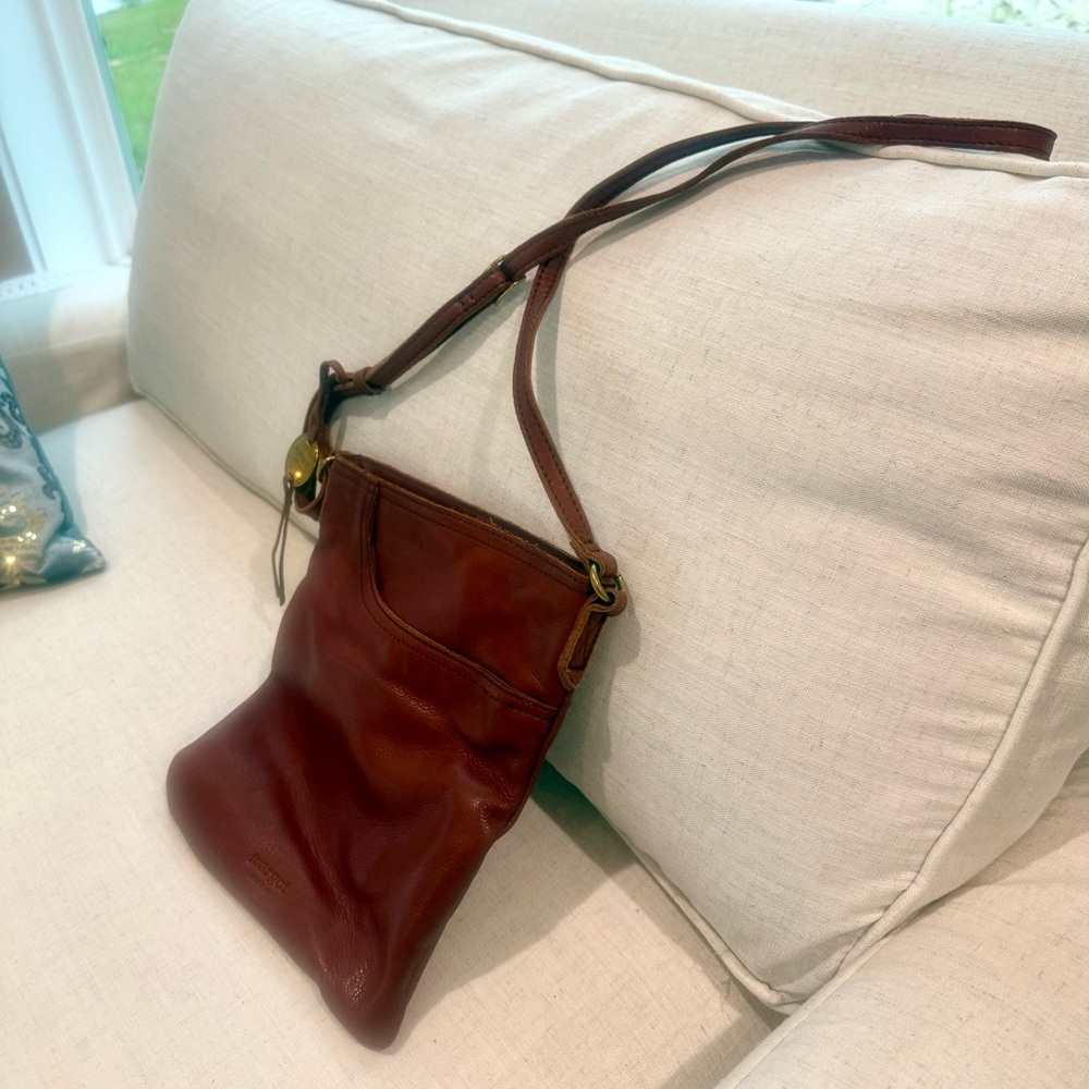 Like New MARGOT genuine Leather, Cognac, Crossbody Purse